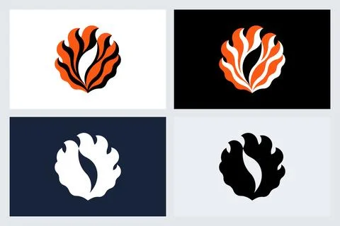 Abstract Fire Flame Logo Icon Set Stock Illustration