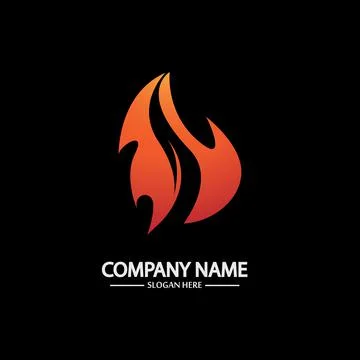 Abstract Fire Flame logo template on black background. Corporate branding ide Stock Illustration