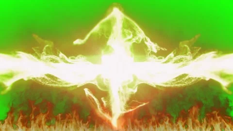 Abstract fire flames and glowing light particles on a green screen background 스톡 동영상 342898838