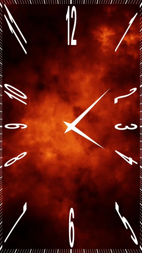 Abstract fire flames with time clock seamless loop vertical background Stock Footage 340590745