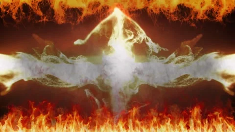 Abstract fire frame background with glowing embers and intense burning flames Vidéo 342898873