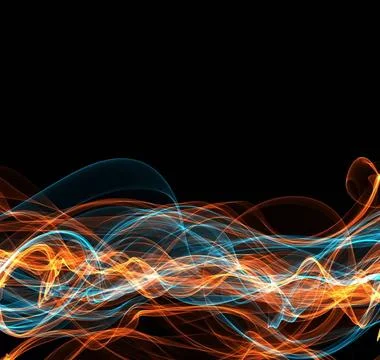 Abstract fire frame copyspace Blue and yellow mixed lines - abstract fire ... Stock Photos