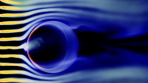 Abstract fire lines in motion around a blue graphic sphere Stock Footage 118360435