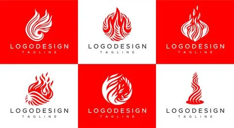 Abstract fire logo design template. Fire logo design collection. Stock Illustration