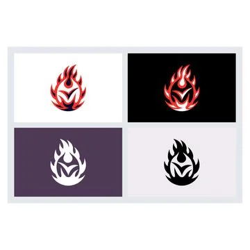 Abstract Fire Logo Icon Vector Set Stock Illustration