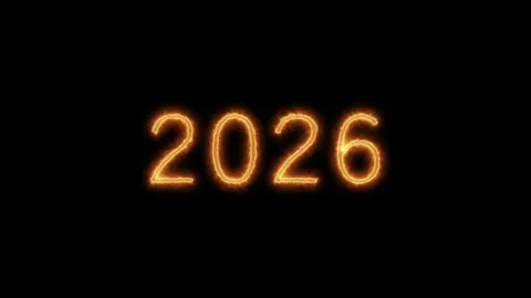 Abstract fire of the numbers 2026 Stock Footage 330121880