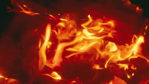 Abstract Fire Pattern with Glowing Embers Stock Footage 305211195