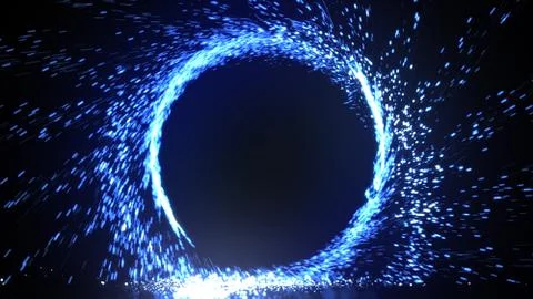 Abstract fire ring of blue flame fireworks burning. Sparking fire circle patt 스톡 일러스트