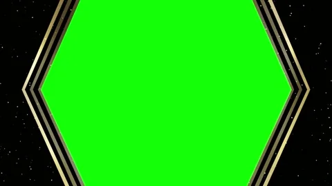 Abstract Fire Ring Burning Inside a Geometric Hexagon Frame with Green Screen Video stock 338424332