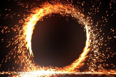 Abstract fire ring of fire flame fireworks burning. Sparking fire circle patt イラスト素材