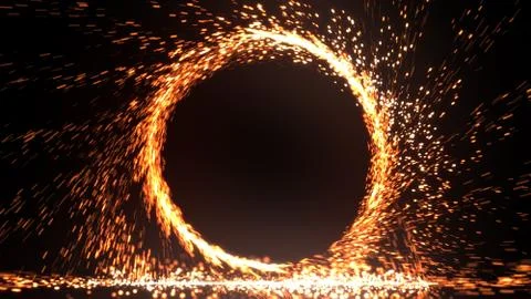 Abstract fire ring of fire flame fireworks burning. Sparking fire circle patt イラスト素材