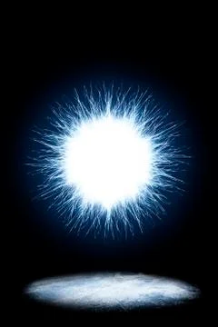 Abstract fireball flash background in dark Stock Illustration