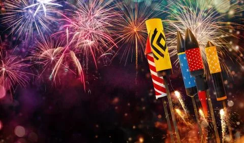 Abstract firework background with free space for text Stock Photos