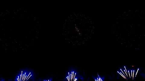 Abstract Firework on black night sky background, 4th of July independence day Stock Footage 273012116