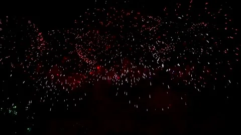 Abstract Firework on black night sky background, 4th of July independence day Stock Footage 273222380