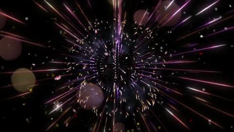 Abstract firework explosion with glowing light particles and radial motion on Видео 347182524