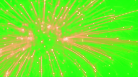 Abstract firework explosion on green screen. Glowing particle burst with chroma Video stock 340381514