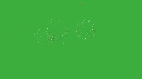 Abstract Firework on green Screen chroma key background, 4th of July Stock Footage 254941111