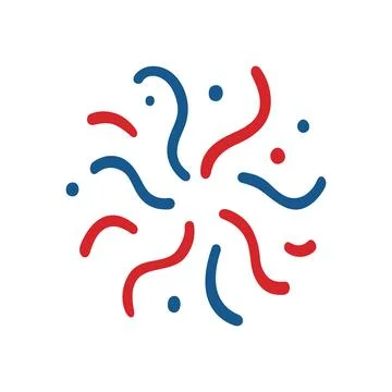 Abstract firework. Red and blue explosion on a white background Stock Illustration