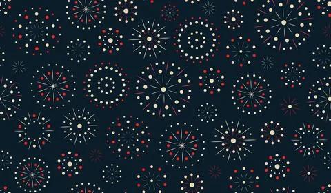 Abstract fireworks seamless pattern for greeting card. Awesome repeatable Stock Illustration