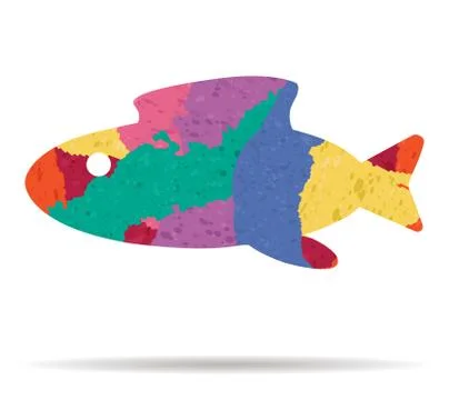 Abstract fish drawn painted icon vector 스톡 일러스트