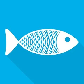 Abstract Fish icon with long shadow. Vector Illustration. Stock Illustration