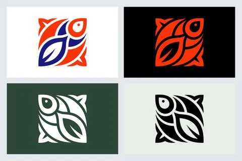 Abstract Fish Logo Icon Set Vector Illustration (2) Stock Illustration