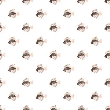 Abstract fish pattern creating repeating marine life background Stock Illustration