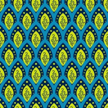 Abstract fish scale blue pattern in oriental style Stock Illustration