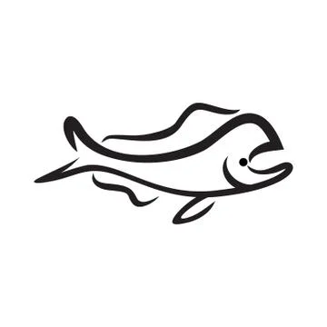 Abstract Fish Shape Line Art Stock Illustration