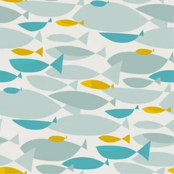Abstract fish silhouette seamless pattern Stock Illustration