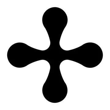 Abstract five-arm shape, radial symmetry, black splat icon design Stock Illustration