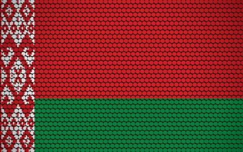 Abstract flag of Belarus made of circles. Belarusian flag designed with color Stock-Illustration