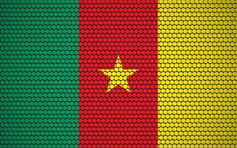 Abstract flag of Cameroon made of circles. Cameroonian flag designed with col Stock Illustration