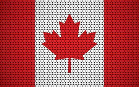 Abstract flag of Canada made of circles. Canadian flag designed with colored  Illustration