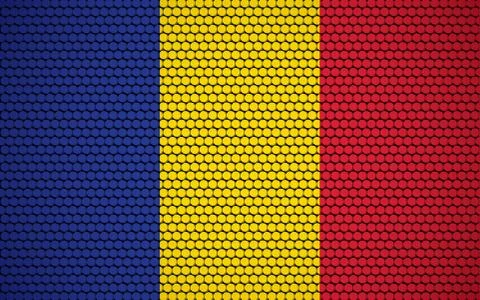 Abstract flag of Chad made of circles. Chadian flag designed with colored dot Stockillustratie