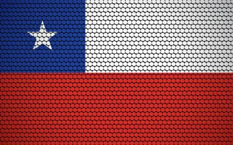 Abstract flag of Chile made of circles. Chilean flag designed with colored do Stockillustratie