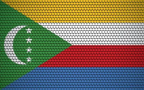 Abstract flag of Comoros made of circles. Comorian flag designed with colored Stock Illustration