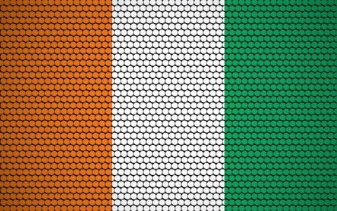 Abstract flag of Cote d'ivoire made of circles. Ivorian flag designed with co Stock Illustration