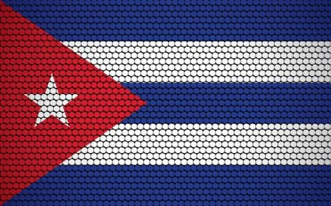 Abstract flag of Cuba made of circles. Cuban flag designed with colored dots  Stock Illustration