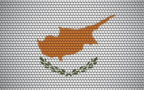 Abstract flag of Cyprus made of circles. Cypriot flag designed with colored d Ilustración de archivo