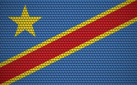 Abstract flag of DRC made of circles. Congolese flag designed with colored do Stockillustratie