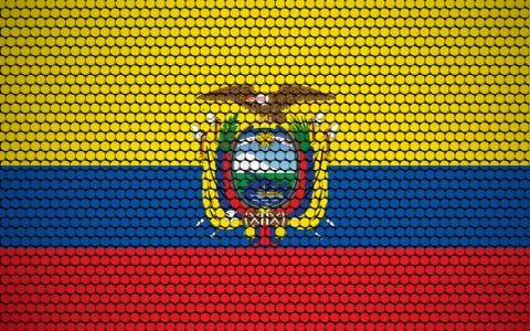 Abstract flag of Ecuador made of circles. Ecuadorian flag designed with color Stock-Illustration