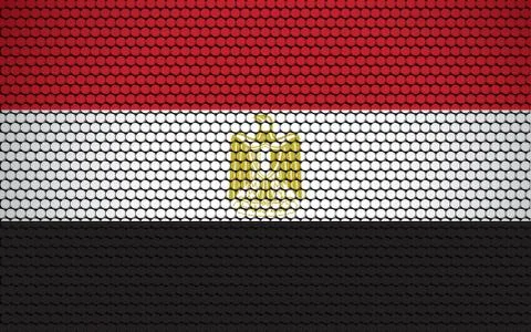Abstract flag of Egypt made of circles. Egyptian flag designed with colored d Stock Illustration