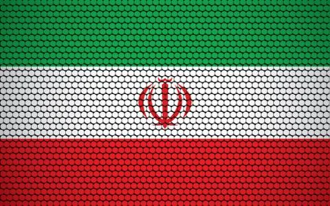 Abstract flag of Iran made of circles. Iranian flag designed with colored dot Illustrazione stock