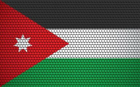 Abstract flag of Jordan made of circles. Jordanian flag designed with colored Illustration