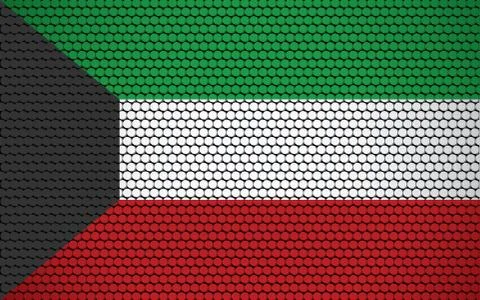Abstract flag of Kuwait made of circles. Kuwaiti flag designed with colored d Stock Illustration