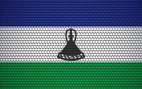 Abstract flag of Lesotho made of circles. Basotho flag designed with colored  Stock-Illustration