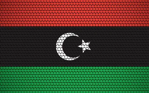 Abstract flag of Libya made of circles. Libyan flag designed with colored dot Stock-Illustration