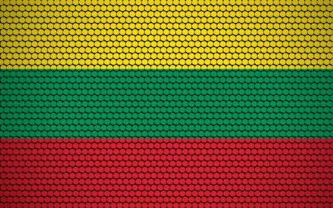 Abstract flag of Lithuania made of circles. Lithuanian flag designed with col Stock Illustration